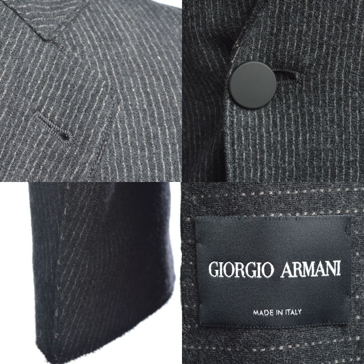 GIORGIO ARMANI カーディガン 50(XL位) 黒xグレー(総柄)