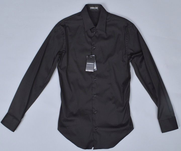 1万円均一SALE!!! エンポリオアルマーニ コットン製 スリムフィット 黒 シャツ（39)