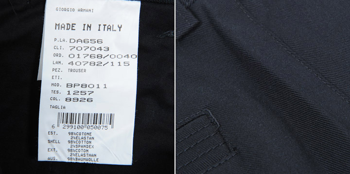 パンツGIORGIO ARMANI ジョルジオ アルマーニ カシミヤ混 コーデュロイ パンツ size 50 ネイビー メンズ 国内正規タグ イタリア製 黒タグ
